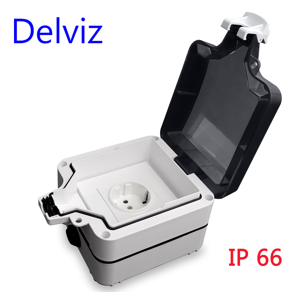 Outdoor Power Strip With Cover - Delviz IP66 Waterproof Dustproof Box, With