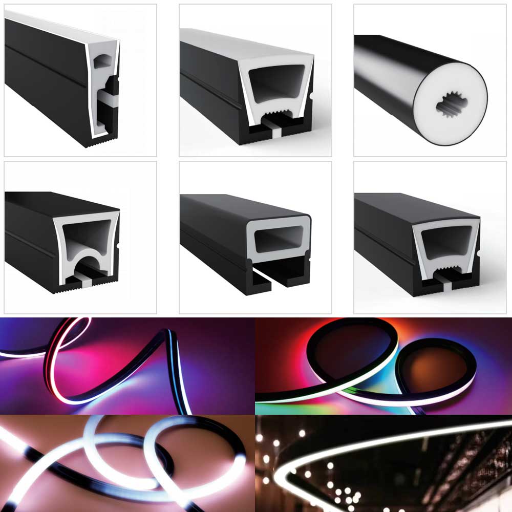 Outdoor Power Lead Cover - 0.5m-5m Black LED Neon Diffuser Tube