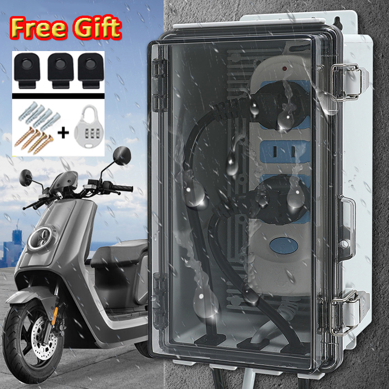 Outdoor Power Strip With Cover - Waterproof Outdoor Electrical Box Outlet Plug