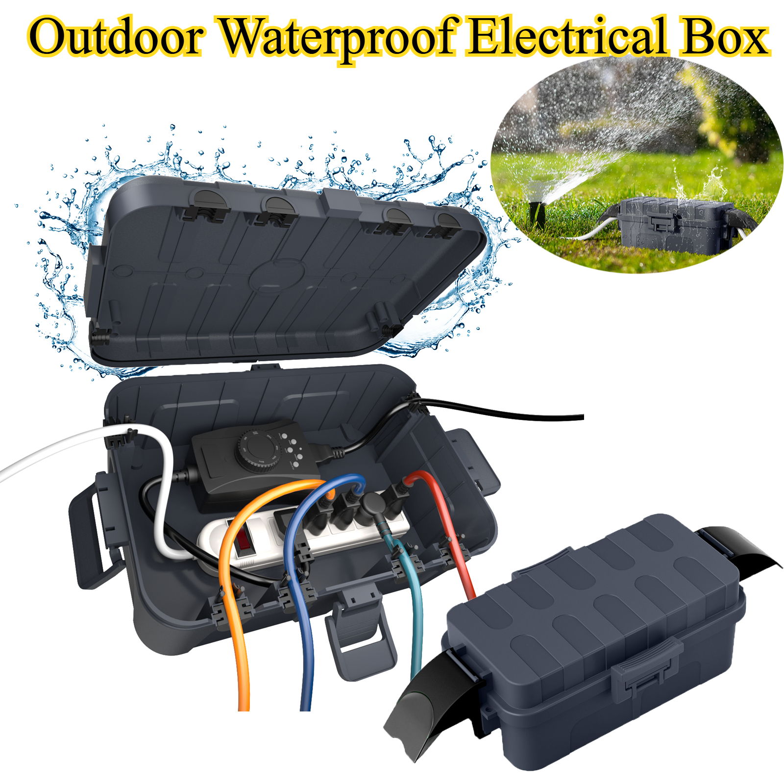 Outdoor Power Strip With Cover - IP54 Large Outdoor Electrical Box 32x22x13cm&Small