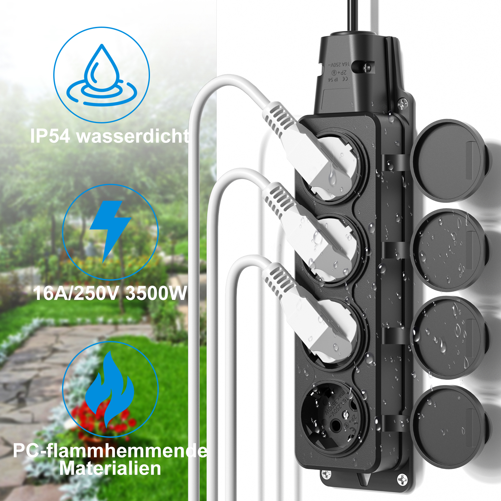 2pcs EU Outdoor Socket Waterpr - Outdoor Power Strip With Cover 리뷰 및 가격