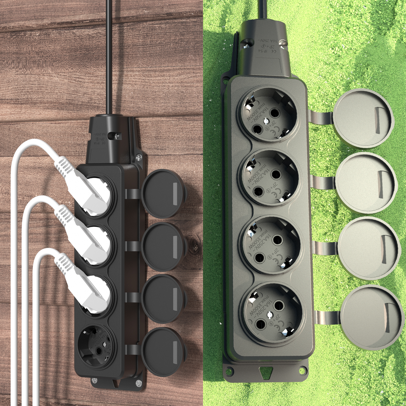 2pcs EU Outdoor Socket Waterpr - Outdoor Power Strip With Cover 리뷰 및 가격