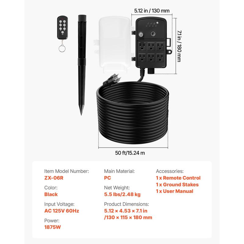 Outdoor Power Stake, 50FT Exte - Outdoor Power Strip With Cover 리뷰 및 가격