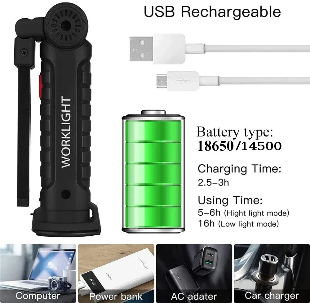 LED COB Flashlight USB Recharg - Outdoor Power Usb 리뷰 및 가격