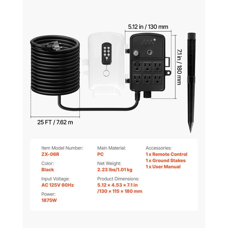 Outdoor Power Stake, 25FT Exte - Outdoor Power Strip With Cover 리뷰 및 가격